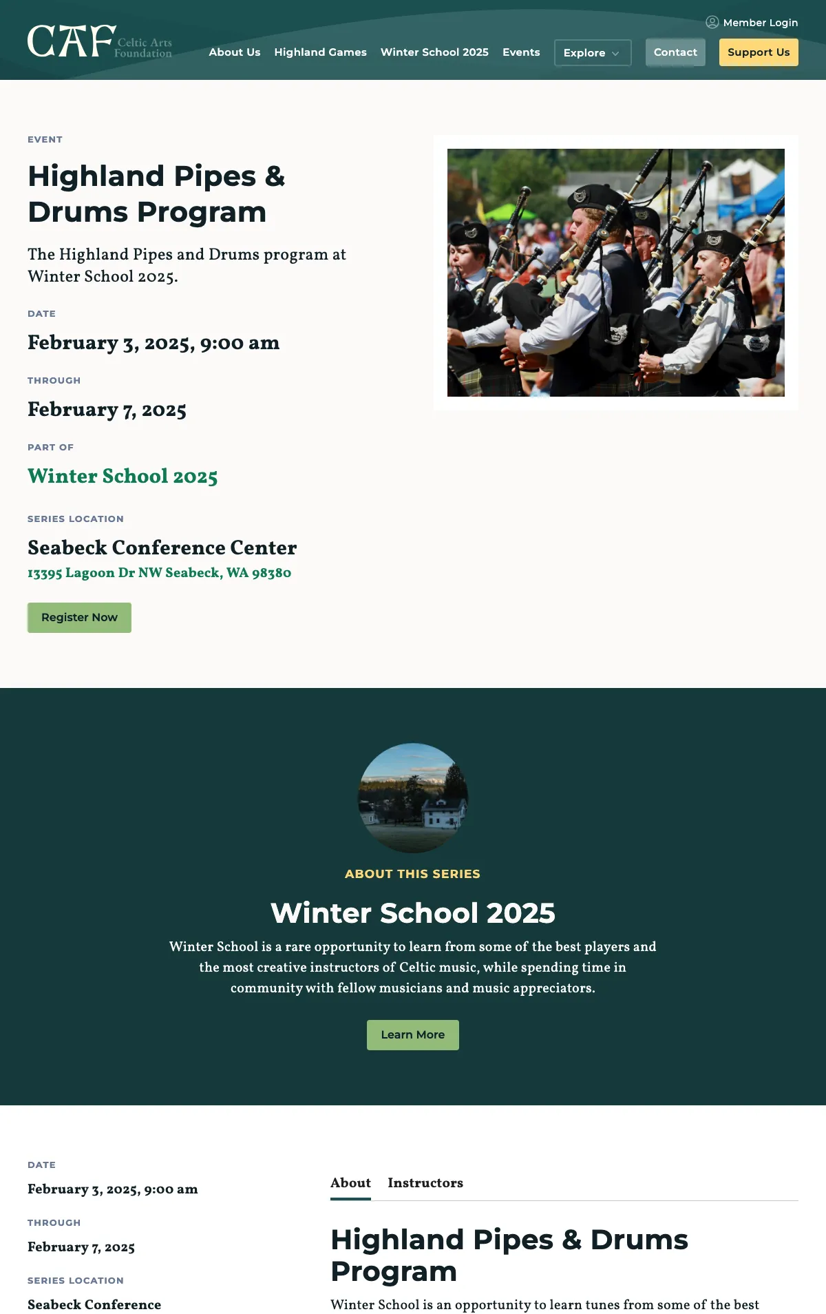 Highland Pipes & Drums Program at Winter School 2025